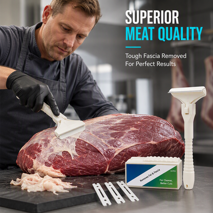 🏆 Last Day Special Price £9.77 ! 🔥Buy 2 Get 1 Free🎁Stainless Steel Meat Scraper – Easy Fat & Fascia Removal Tool for Beef & Pork🍖