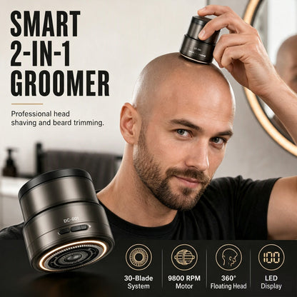 🪒 LIMITED-TIME 50% OFF! ✨2‑in‑1 Smart Electric Bald Head Shaver and Beard Trimmer with Digital Display