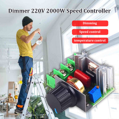 🏆 Last Day Special Price £9.99 ! ⚡Buy 1 Get 1 Free🎁2000W AC Voltage Controller, 220V SCR Motor Speed Dimmer, Adjustable Voltage Regulator for Fan Speed, Light Dimming & Heater Temperature Control