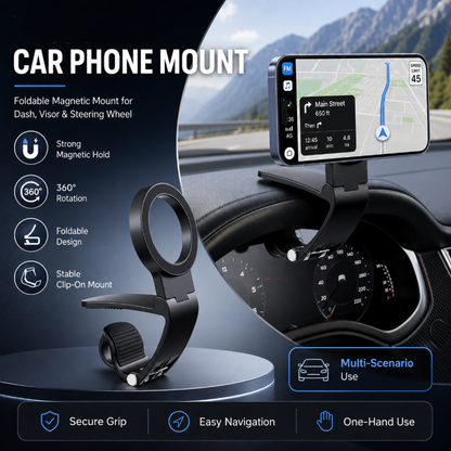 🚗 LIMITED-TIME 50% OFF! 🧲 Car Phone Mount. N52 magnets, 360° rotation & anti-slip.