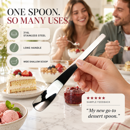 🏆 Last Day Special Price £9.99! 🥄Buy 1 Get 1 Free🎁Long-Handle 316L Stainless Steel Dessert Spoon