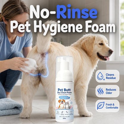 🏆 Last Day Special Price £9.99! 🐾Buy 1 Get 1 Free🎁No-Rinse Pet Butt Dry Clean Foam, Pet Hygiene Foam for Dogs & Cats
