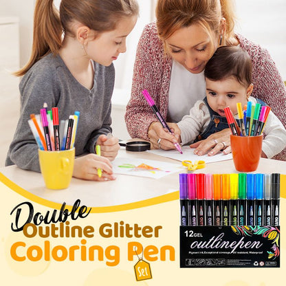 🏆 Last Day Special Price £9.99 ! ✨Outline Shimmer Markers, 36 & 48 Glitter Metallic Gel Pens for Coloring, Tween Teen Girl Christmas/Birthday Gifts Trendy Stuff