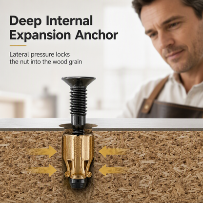 🏆 Last Day Special Price £9.99! 🔩Buy 1 Get 1 Free🎁Cabinet Door Hinge Base Pre Embedded Expansion Nut and Bolt Screw Set for Furniture Hardware
