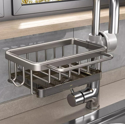 🧽 LIMITED-TIME 50% OFF! 🚰Faucet‑Mounted Sink‑Sponge‑Holder | Tool‑Free Install, Removable‑Drip‑Tray & Side‑Hook🏠