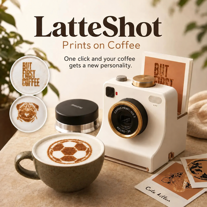☕50% OFF NOW! 💐Retro Coffee Art Camera, Mechanical Latte Art Stencil Printer, DIY Custom Pattern Printing Tool for Cappuccino, Latte, Home Barista & Cafe Decor