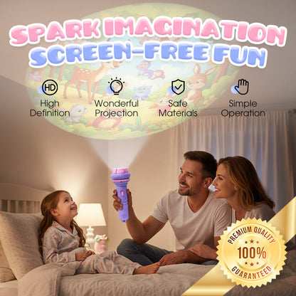 🏆 Christmas HOT SALE: Just ￡9.99! 🎅Buy 1 Get 1 Free🎁Kids Projection Flashlight, Screen Free Story Projector Torch for Bedtime Stories