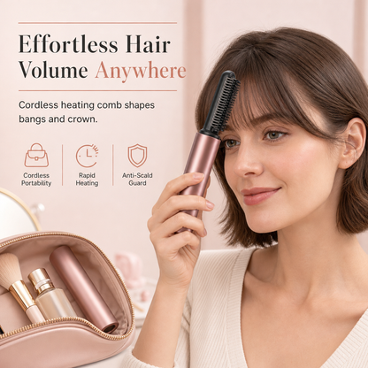 🏆 Last Day Special Price £9.99! 💐Cordless Mini Heated Hair Straightener Brush Portable Rechargeable Hair Styling Comb for Bangs and Volumizing