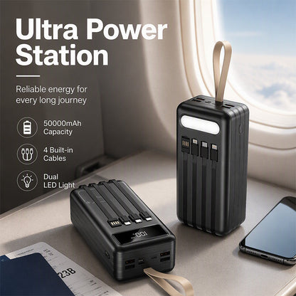 🔋 Storm Specials 50% OFF! 🔌Portable Power Bank with 4 Built-In Cables🌪️