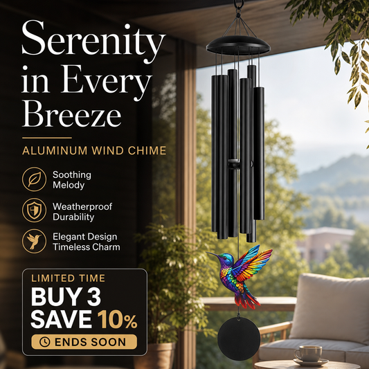 🎵 LIMITED-TIME 50% OFF! 💐 Vintage Metal Wind Chimes | Elegant Black Aluminium Garden Decor with Bird & Butterfly Accents for Patio & Porch🔔