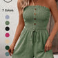 💐 LIMITED-TIME 50% OFF! 💃Women's Strapless Frill Trim Shirred Tie Front Wide Leg Tube Romper