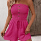💐 LIMITED-TIME 50% OFF! 💃Women's Strapless Frill Trim Shirred Tie Front Wide Leg Tube Romper