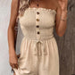 💐 LIMITED-TIME 50% OFF! 💃Women's Strapless Frill Trim Shirred Tie Front Wide Leg Tube Romper