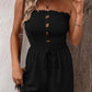 💐 LIMITED-TIME 50% OFF! 💃Women's Strapless Frill Trim Shirred Tie Front Wide Leg Tube Romper