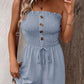 💐 LIMITED-TIME 50% OFF! 💃Women's Strapless Frill Trim Shirred Tie Front Wide Leg Tube Romper